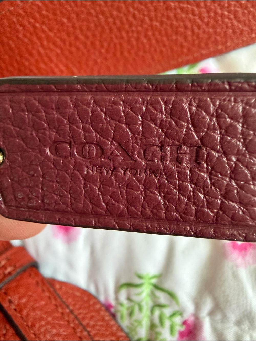COACH Brown Leather Crossbody with Orange, Pink & Burgundy Stripes-Jes Messenger - Picture 4 of 9